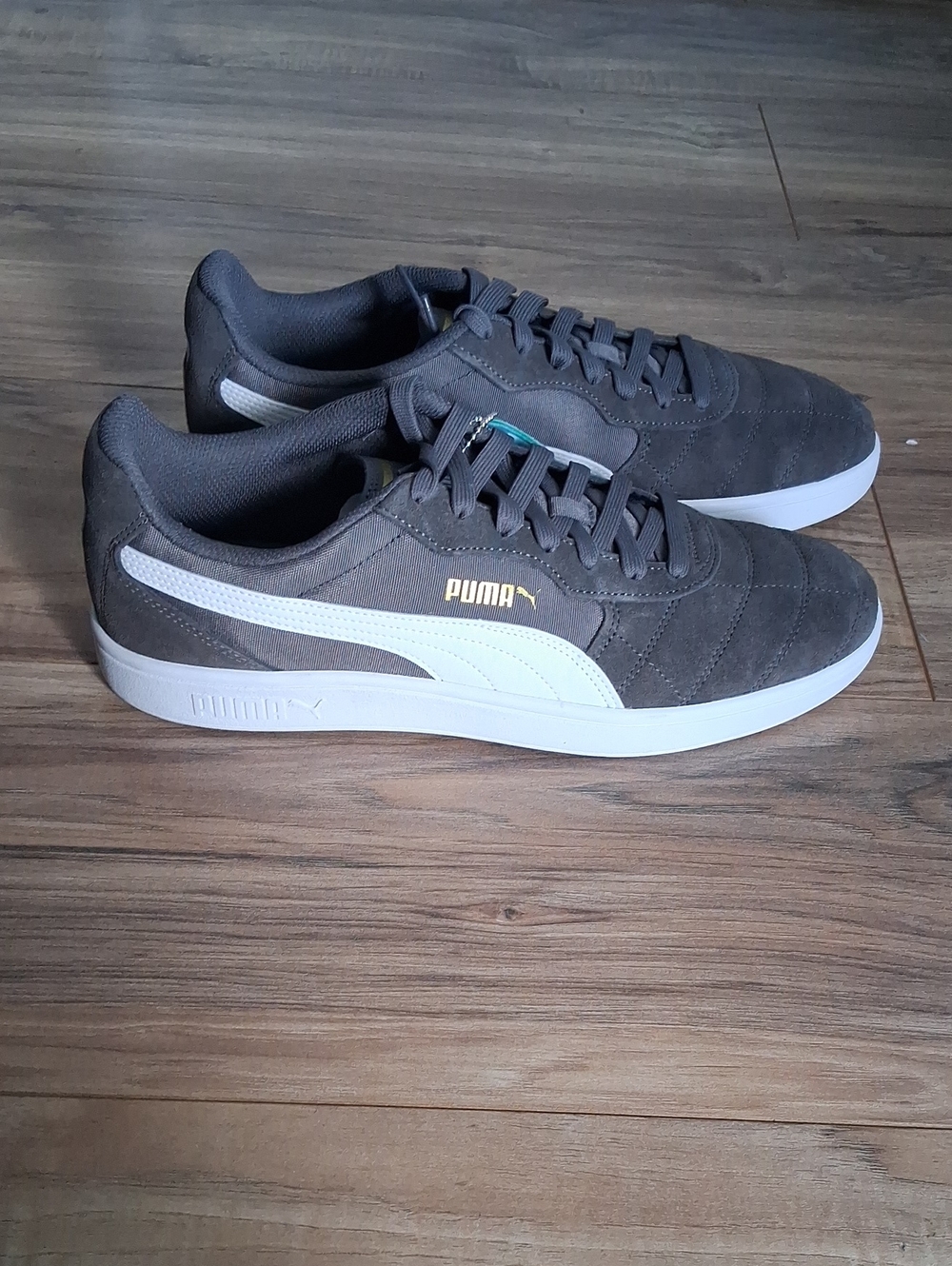 Puma Men's Charcoal Suede Sneakers with White Formstrip